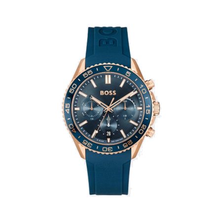 Male Chronograph Blue Silicone Watch